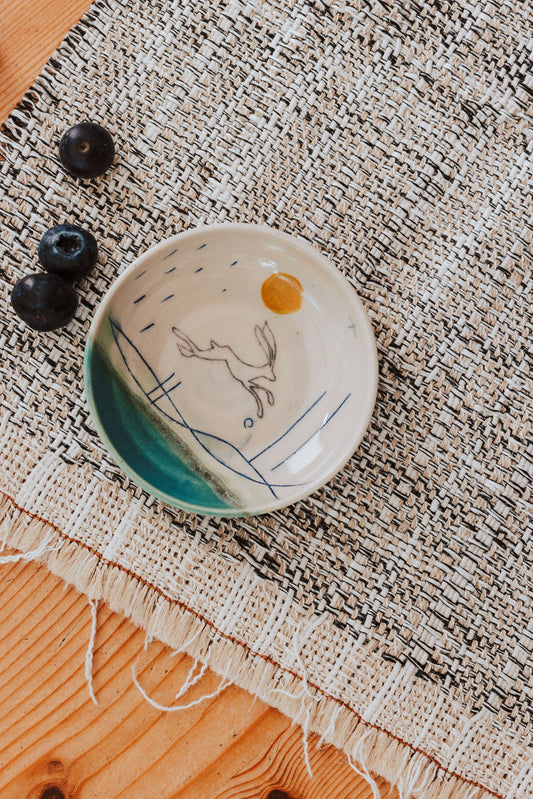 Ceramic handmade small dish - Hare design