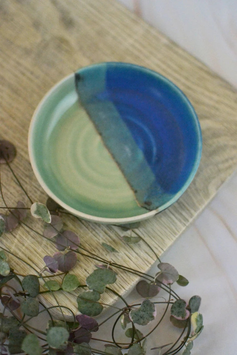 Ceramic handmade small dish - Glazed in sea colours