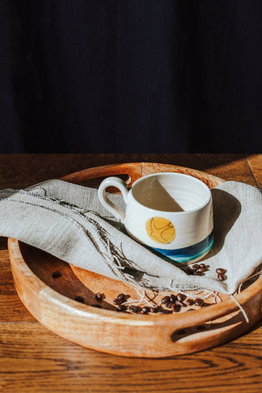 Ceramic handmade stoneware mug or cup - Swift Golden Sun design