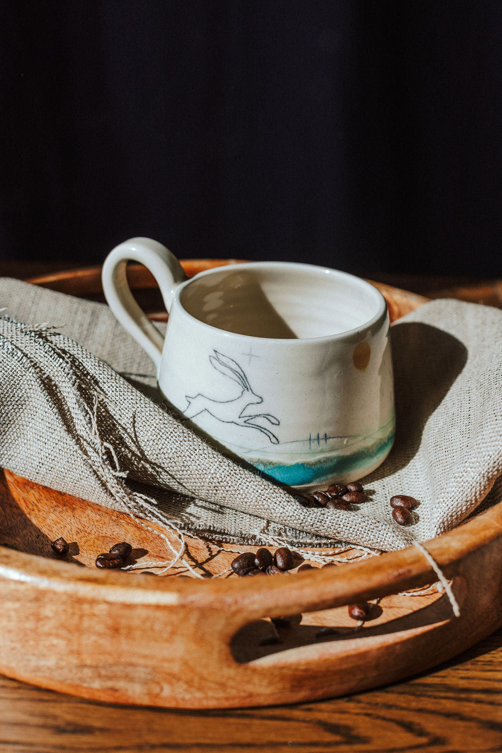 Ceramic handmade stoneware mug or cup - Hare design
