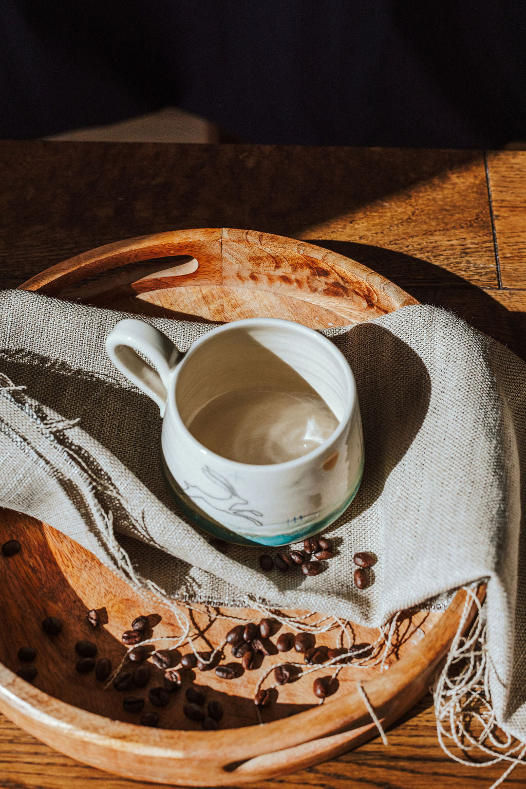 Ceramic handmade stoneware mug or cup - Hare design