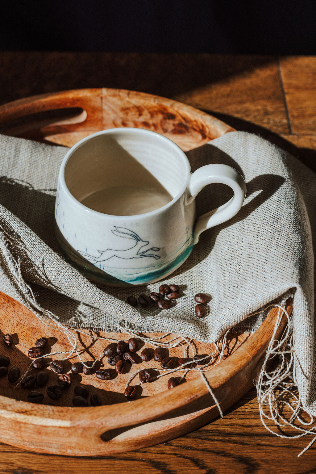 Ceramic handmade stoneware mug or cup - Hare design