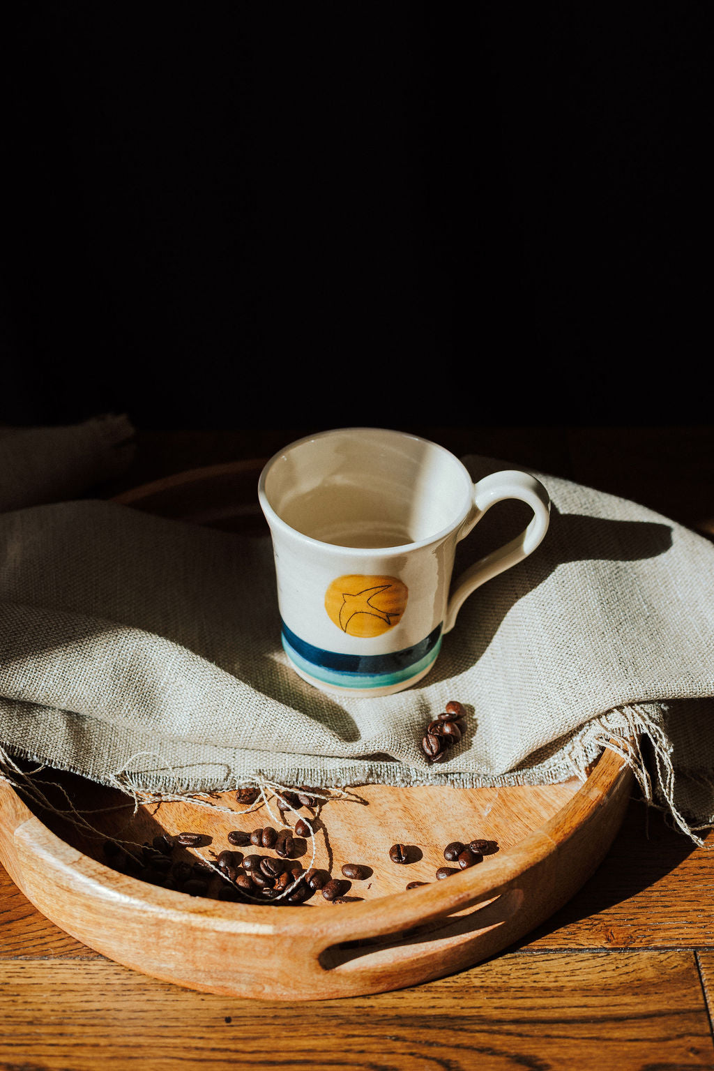 Ceramic handmade stoneware mug - Swift Golden Sun design
