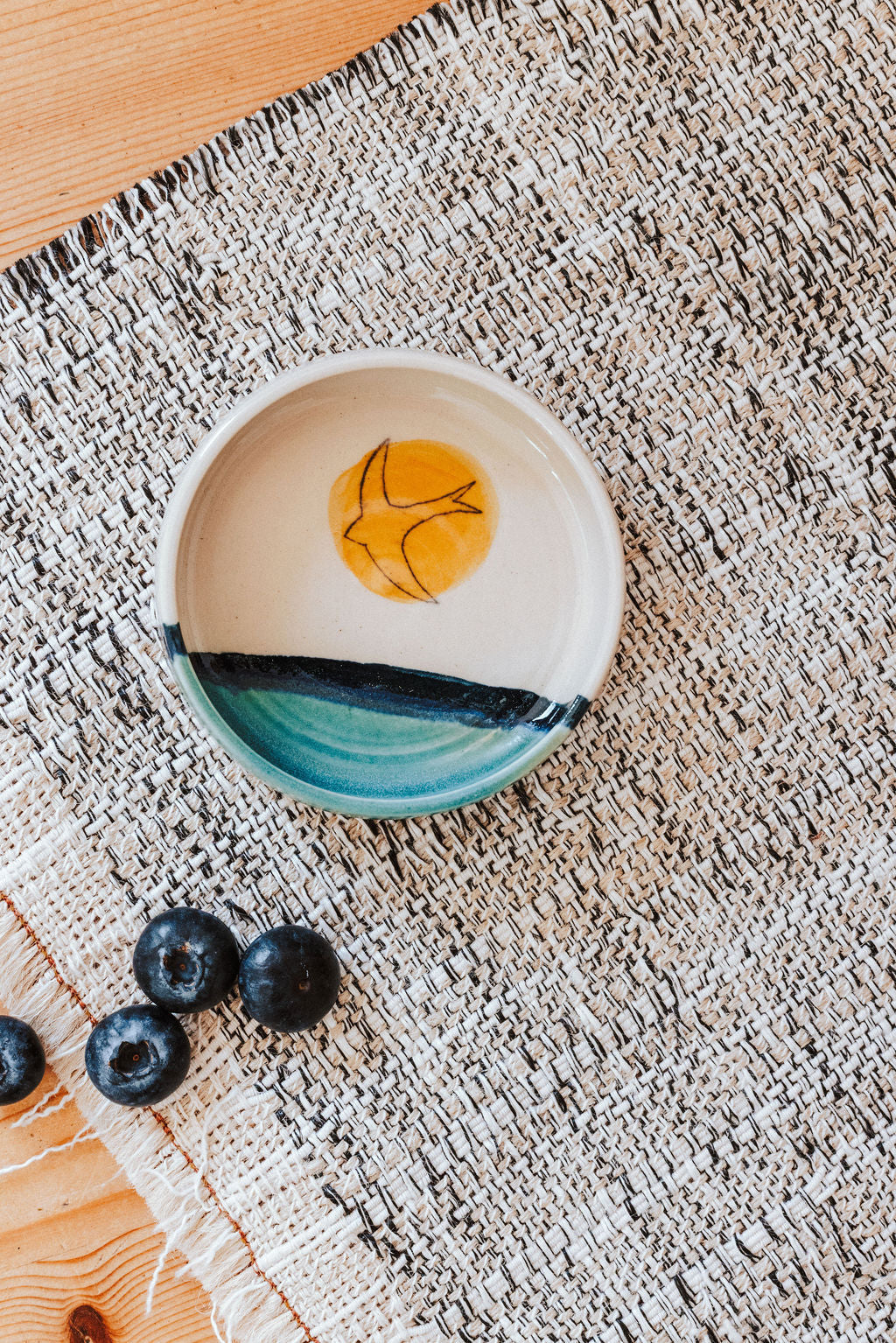 Ceramic handmade small dish - Swift Golden Sun collection