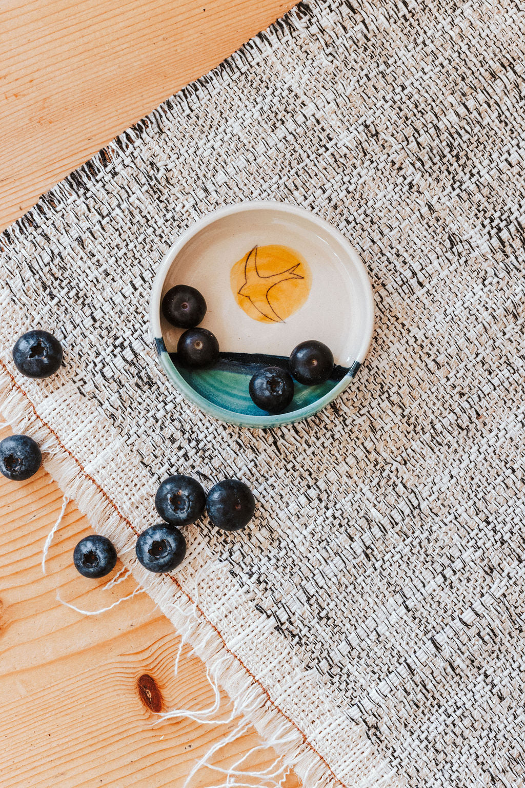 Ceramic handmade small dish - Swift Golden Sun collection