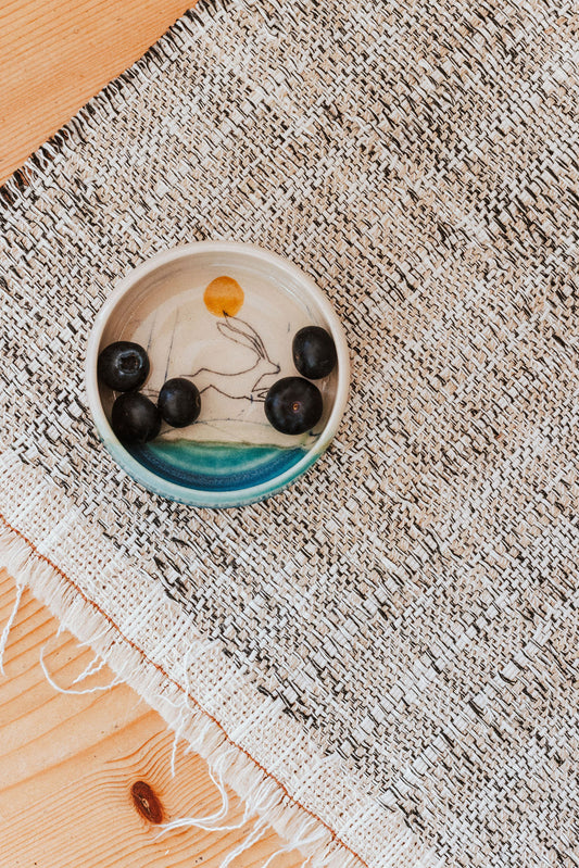 Ceramic handmade small dish - Hare design