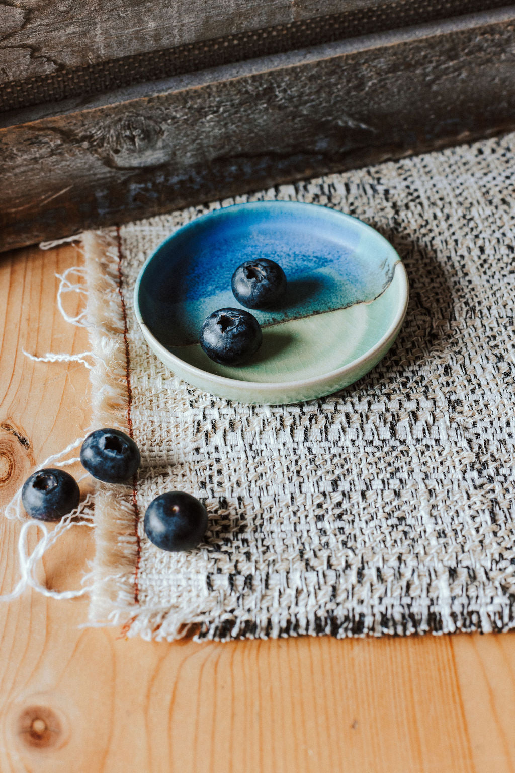 Ceramic handmade small dish - Glazed in sea colours