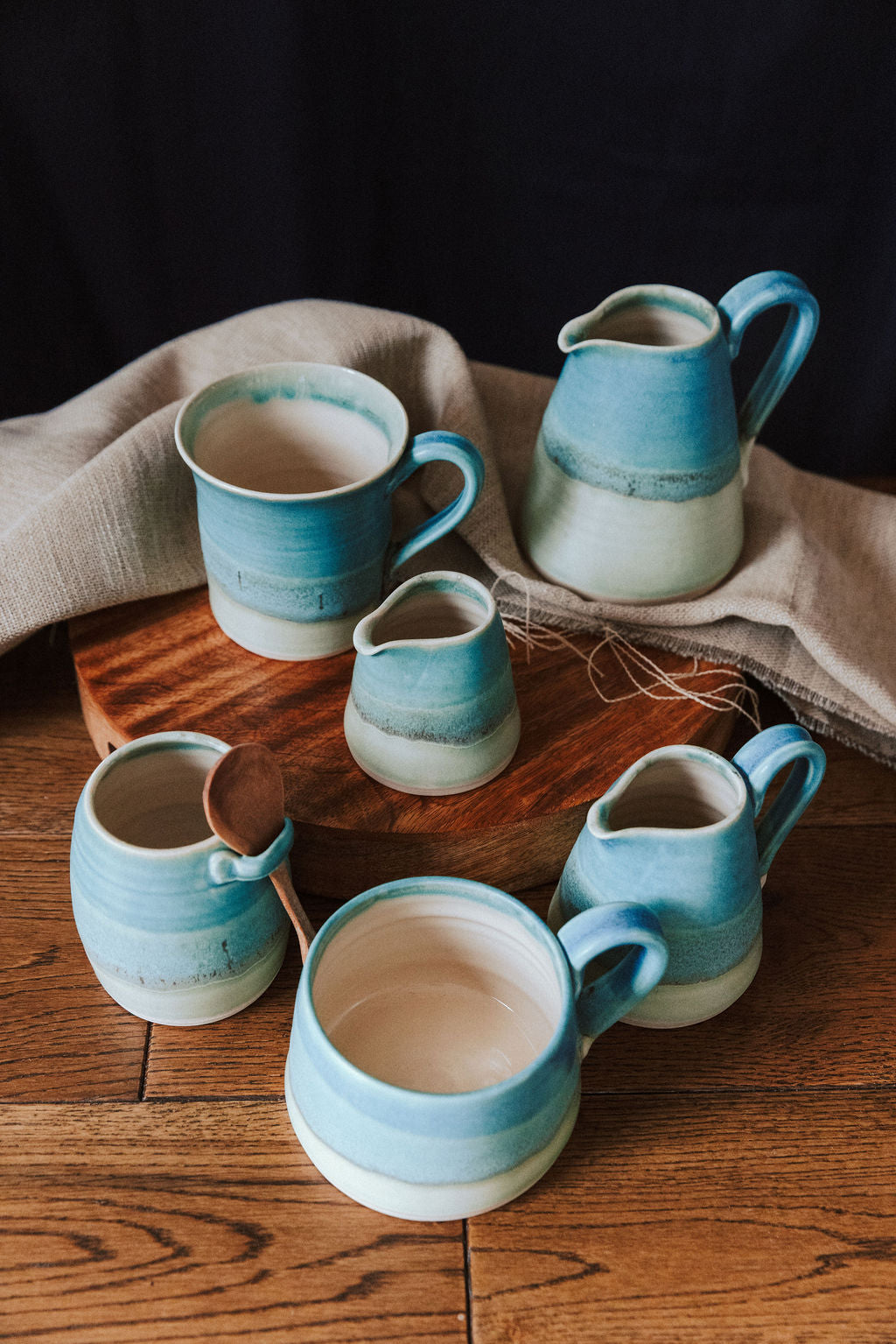 Ceramic handmade stoneware mug - glazed in sea inspired colours to take you to the sea