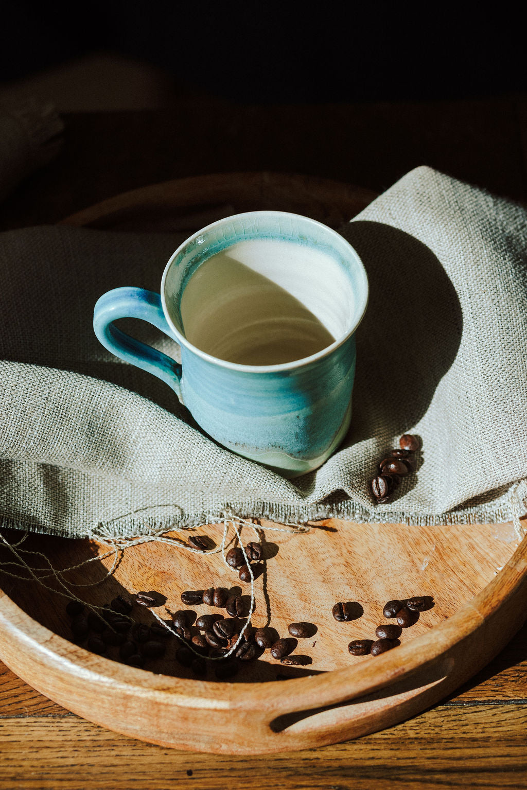 Ceramic handmade stoneware mug - glazed in sea inspired colours to take you to the sea