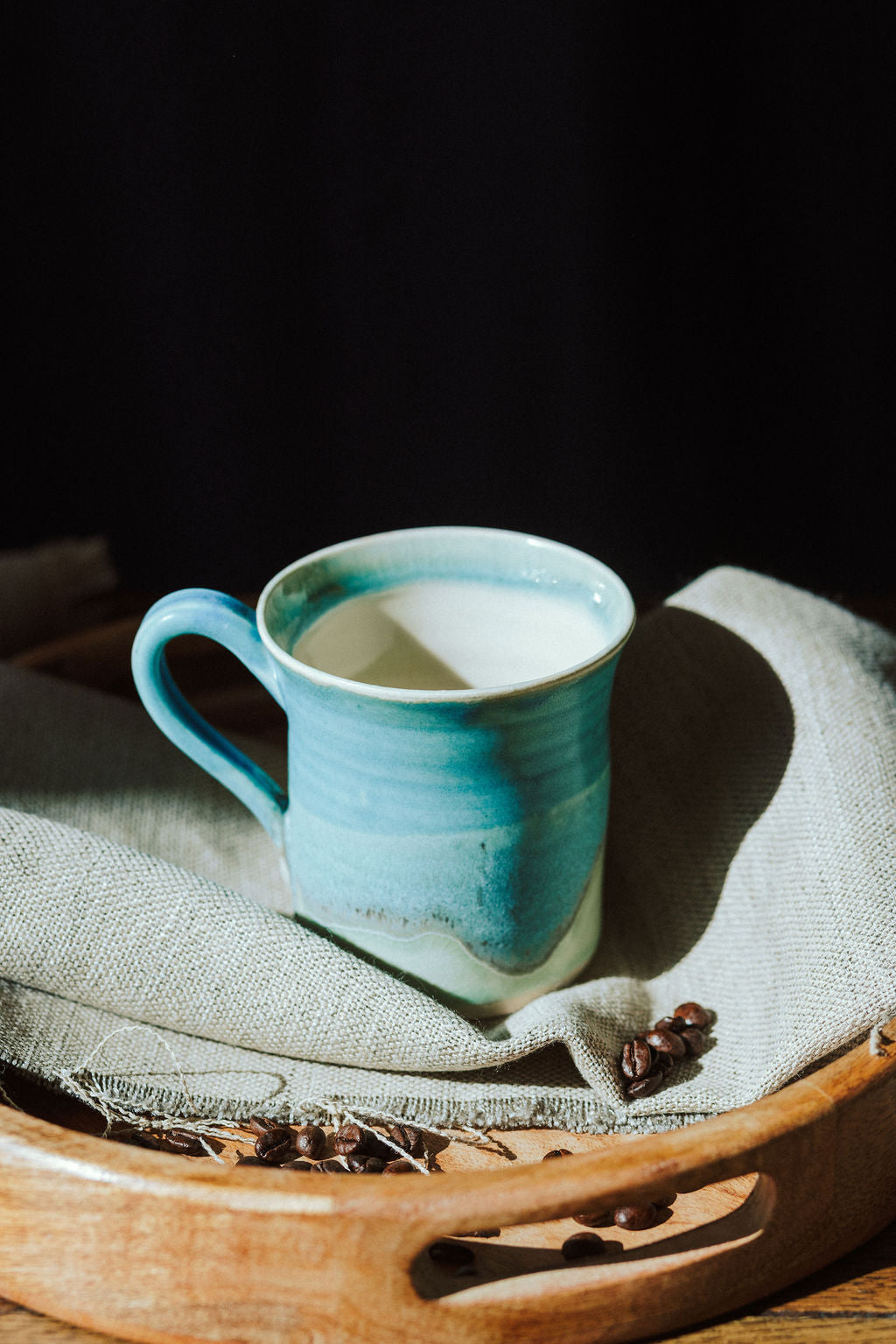 Ceramic handmade stoneware mug - glazed in sea inspired colours to take you to the sea