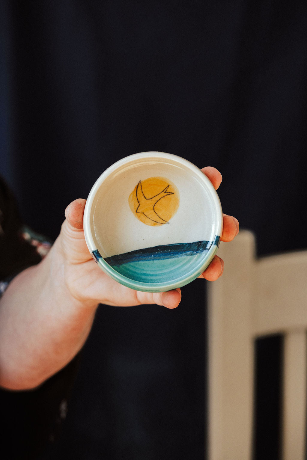 Ceramic handmade small dish - Swift Golden Sun collection