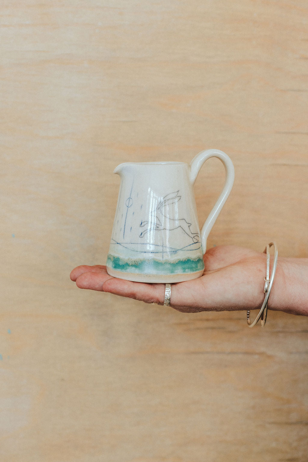 Handmade ceramic small jug - Hare design