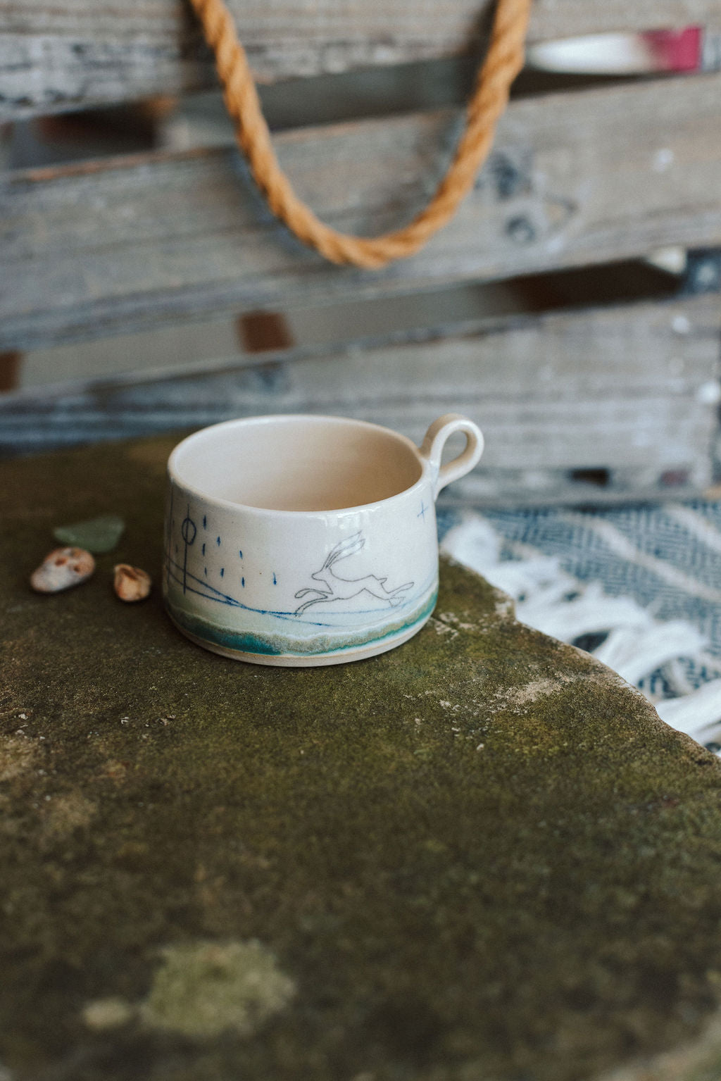 Ceramic handmade tea light cup - Hare design