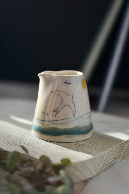 Ceramic handmade pourer jug - Swift mustard moon