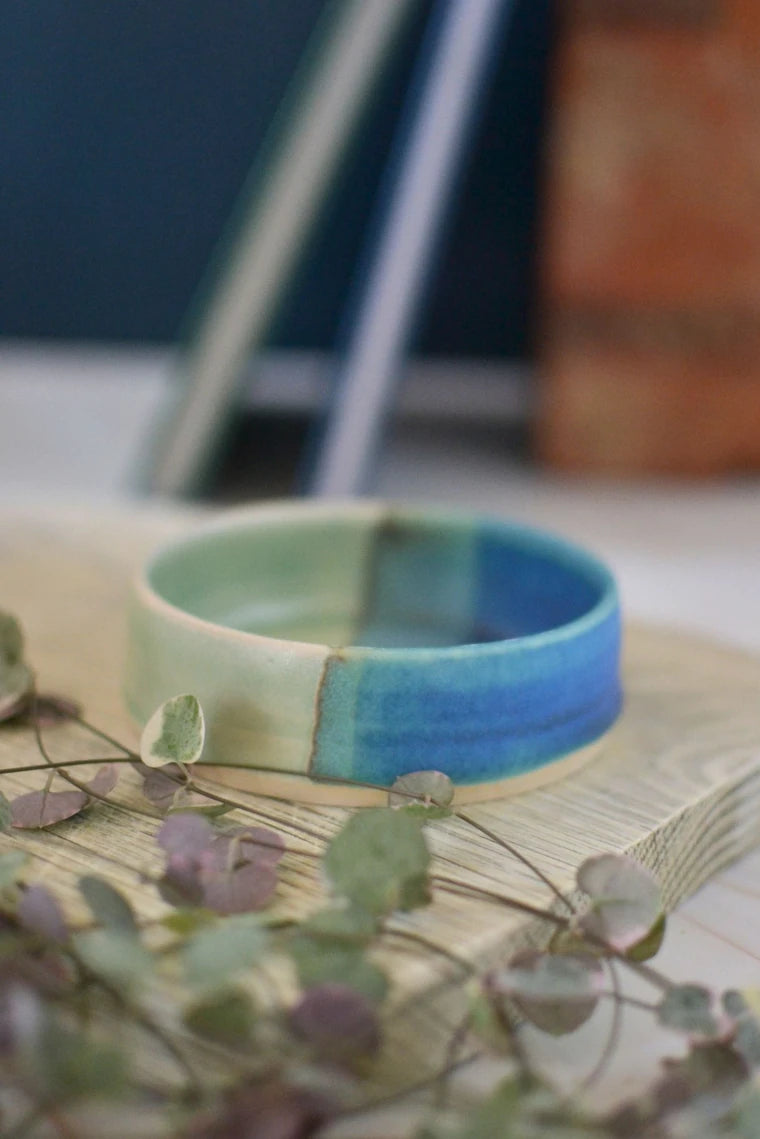 Ceramic handmade dip bowl - Glazed in sea colours