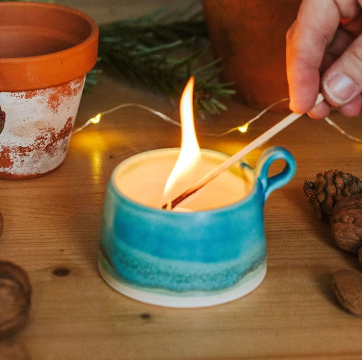 Lorna Gilbert Ceramics handmade ceramic tealight holder in Skyline design