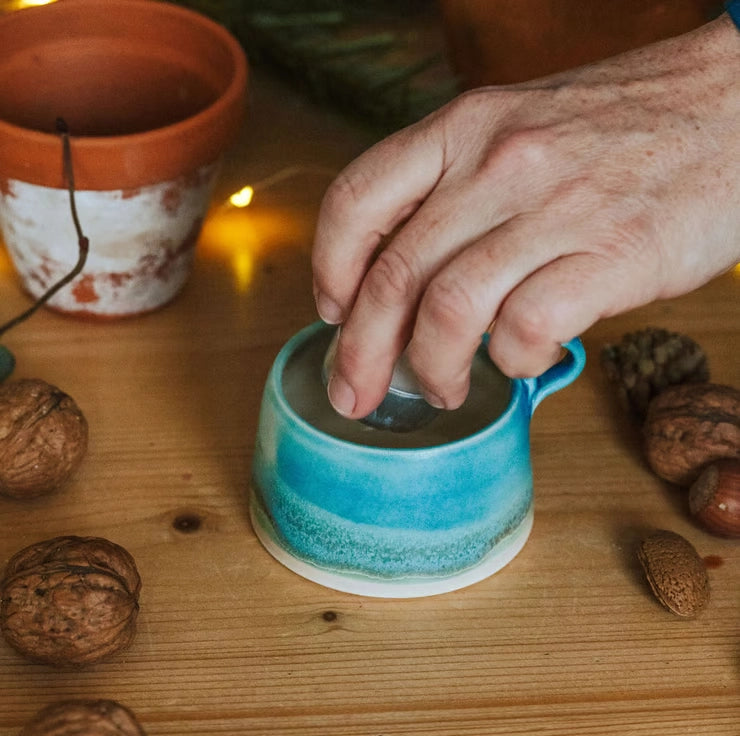Lorna Gilbert Ceramics handmade ceramic tealight holder in Skyline design