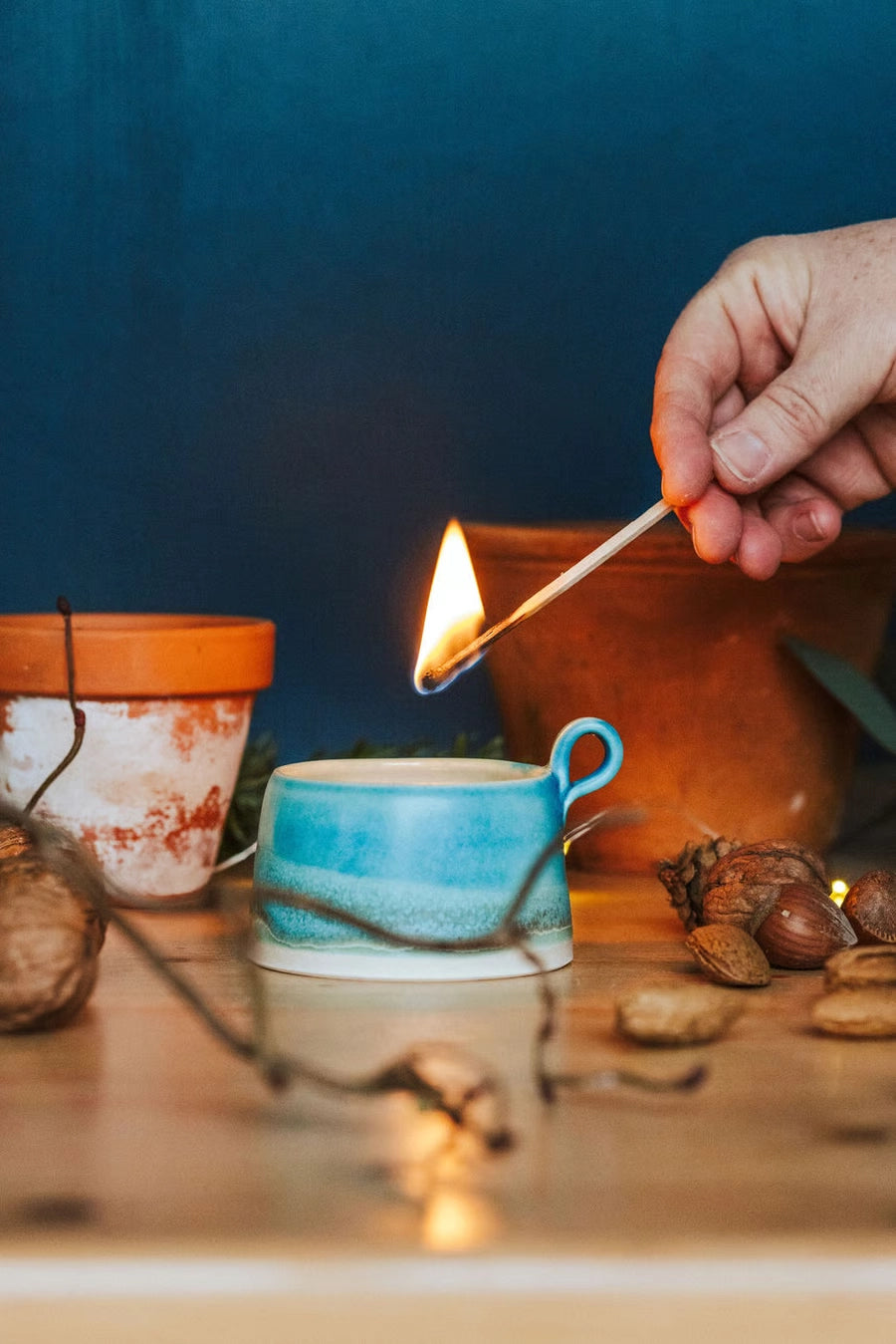 Lorna Gilbert Ceramics handmade ceramic tealight holder in Skyline design