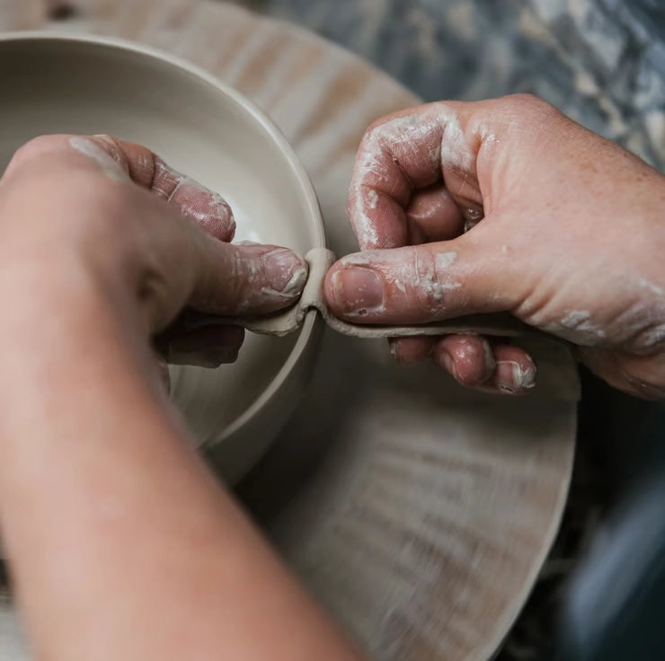 Lorna Gilbert Ceramics : Lorna working on the pottery wheel