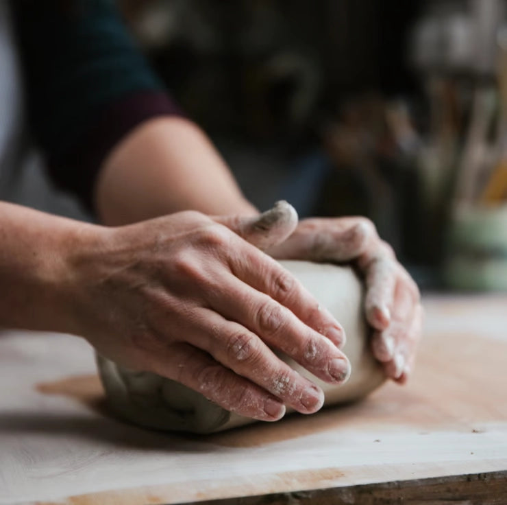 Lorna Gilbert Ceramics : Lorna working the clay