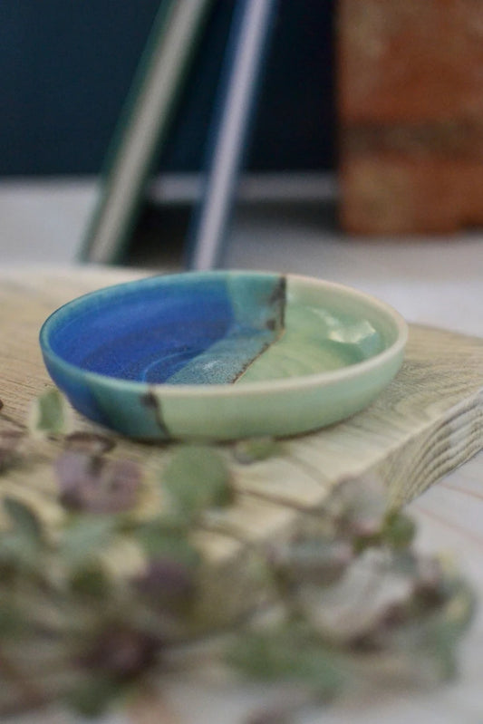 Ceramic handmade small dish - Glazed in sea colours