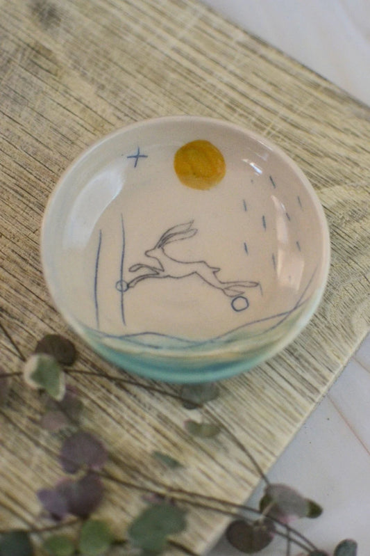 Ceramic handmade small dish - Hare design