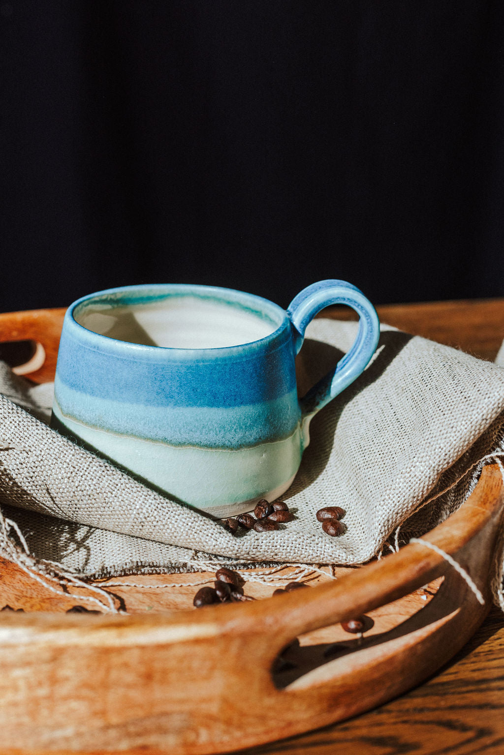 Ceramic handmade stoneware mug or cup - Glazed in sea colours