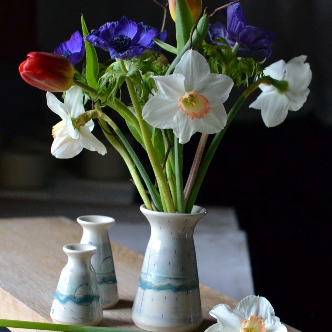 ceramic handmade flower vases by Lorna Gilbert Ceramics. Made in Yorkshire, UK